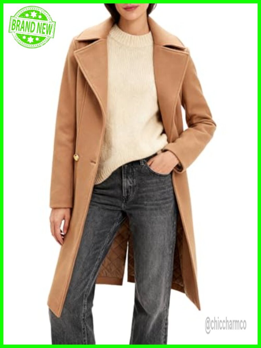 Women's Long Notch Lapel Double-Breasted Peacoat Overcoat